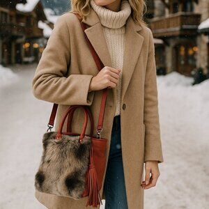 Miss Albright Faux Fur & Leather Crossbody Bag – Boho Winter Bag, Anthro Style